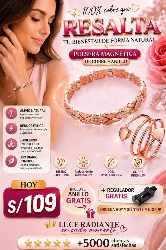 Pulsera Magnética de cobre + anillo