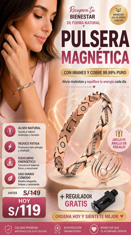 Pulsera Magnética de cobre + anillo co